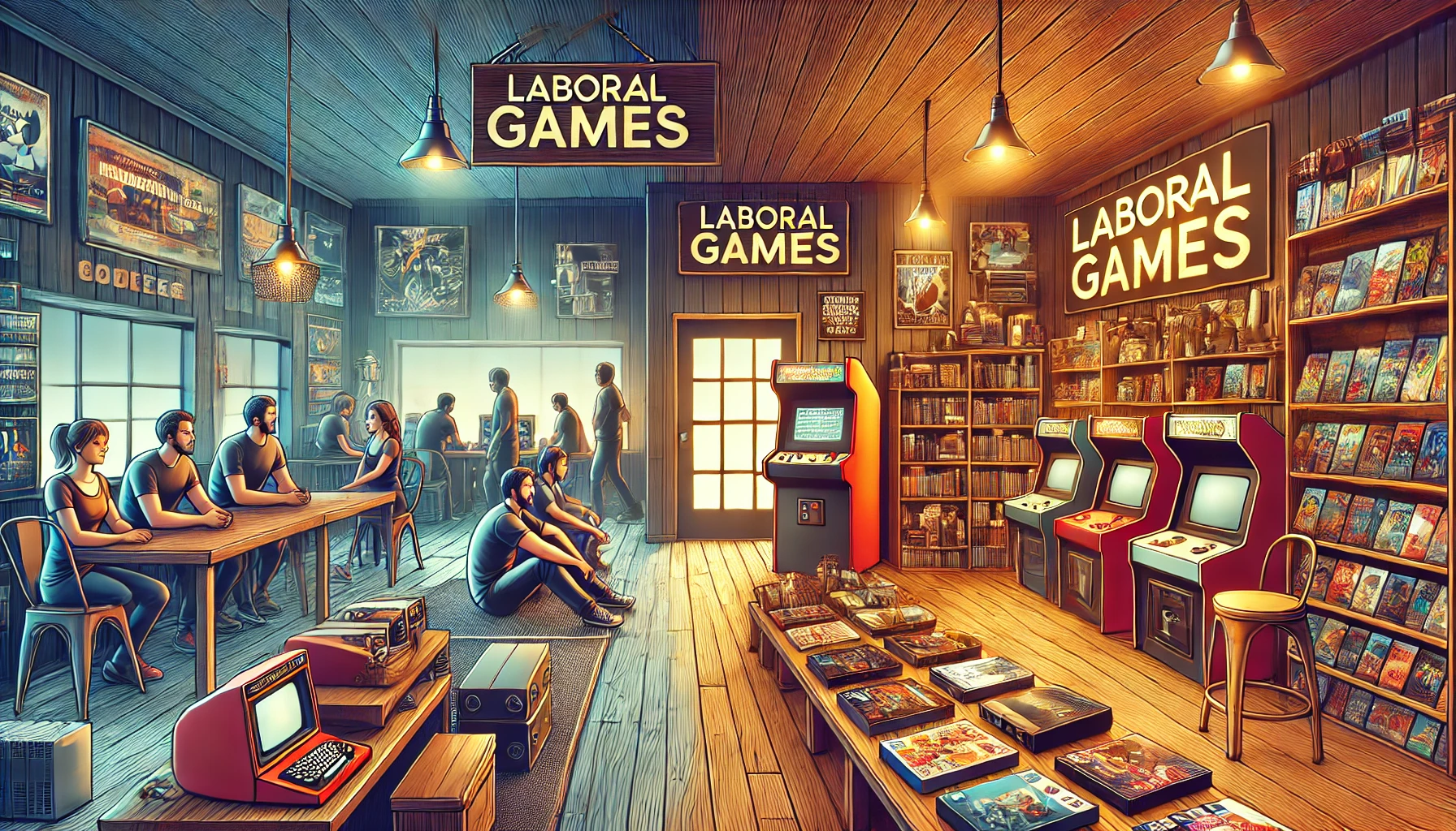 Imagen IA tienda laboral games y su historia